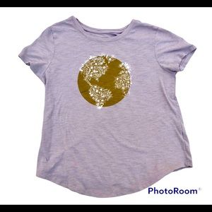 Old Navy Tee Shirt Graphic Size S Floral Map Globe